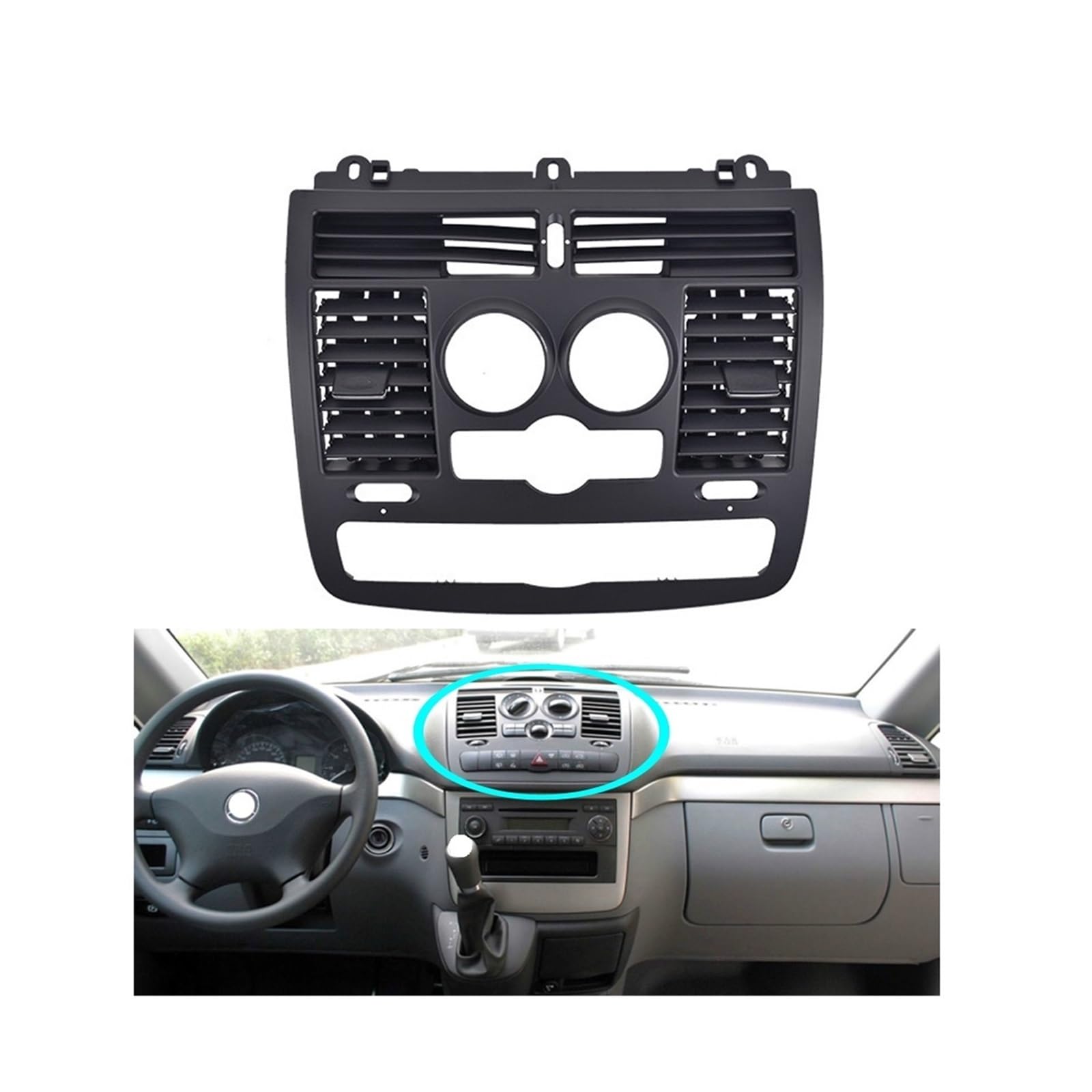 Car AC Vent Grille Left Right Central Air Vent Outlet Cover Panel Compatible For Mercedes Benz Vito Viano W636 W639 2004-2015(Central Model A) von BMKUUOSJ