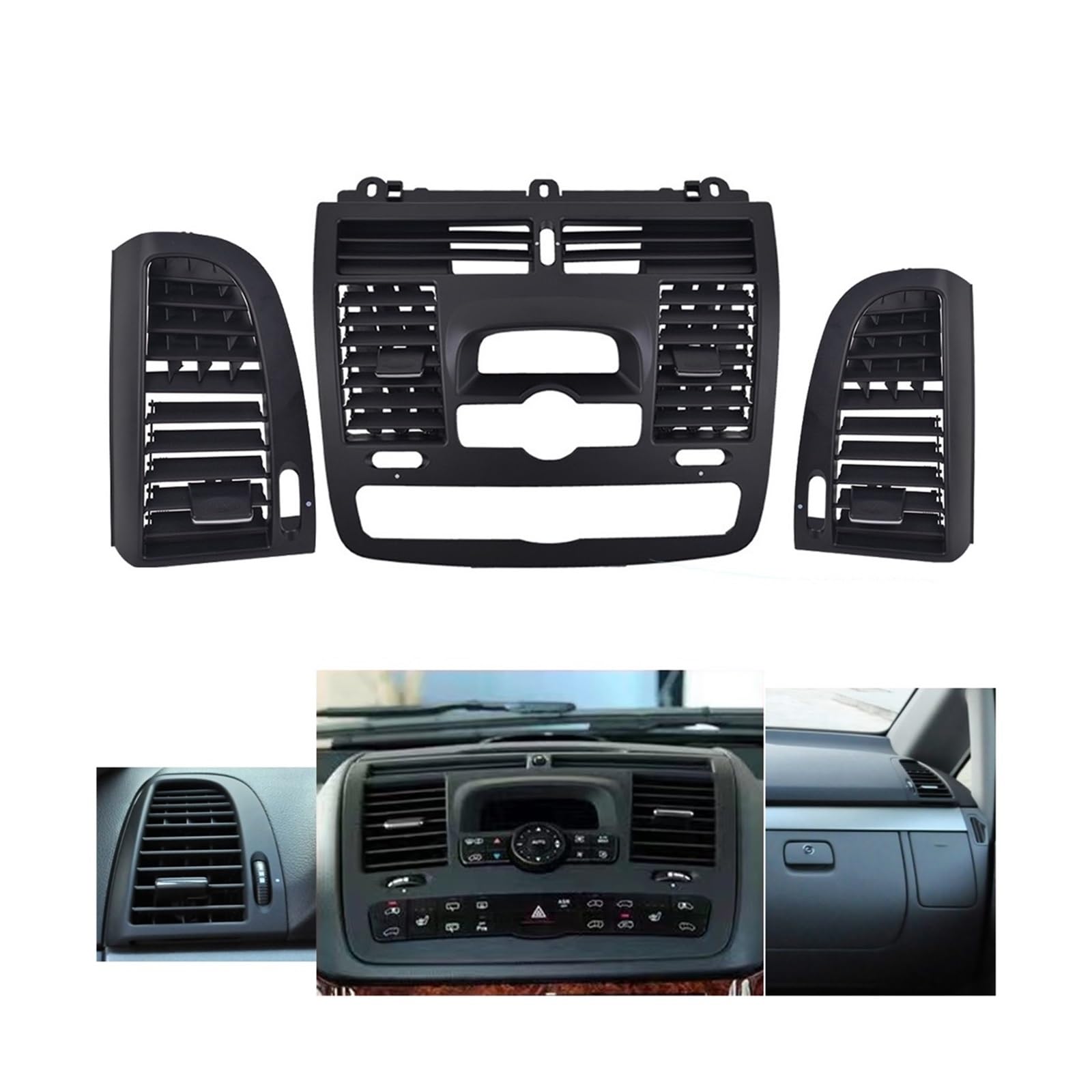 Car AC Vent Grille Left Right Central Air Vent Outlet Cover Panel Compatible For Mercedes Benz Vito Viano W636 W639 2004-2015(Model B 3PCS Set) von BMKUUOSJ