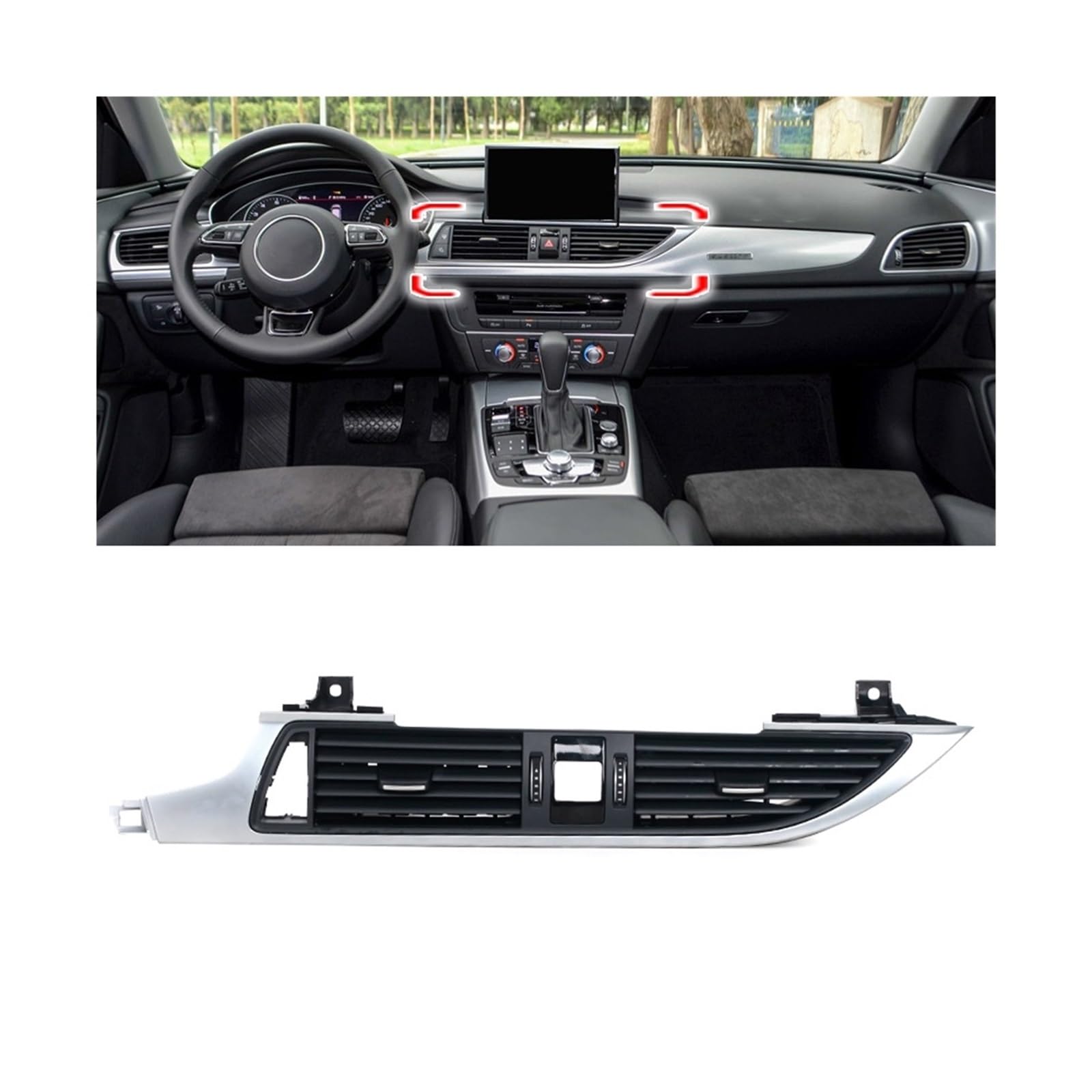 Car Interior Front Dash Center Console A/C Air Vent Outlet Compatible For Audi A7 RS7 RS6 A6 C7 2011-2016 4G0941509 4G0819203 4G1820901B(B-Center) von BMKUUOSJ