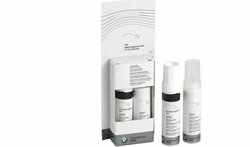 BMW Lackstift-Sets in Wagenfarbe mit Klarlack 2X 12 ml Ausbesserungsstift Schwarz Weiß Grau Silber (Alpinweiss) von BMW