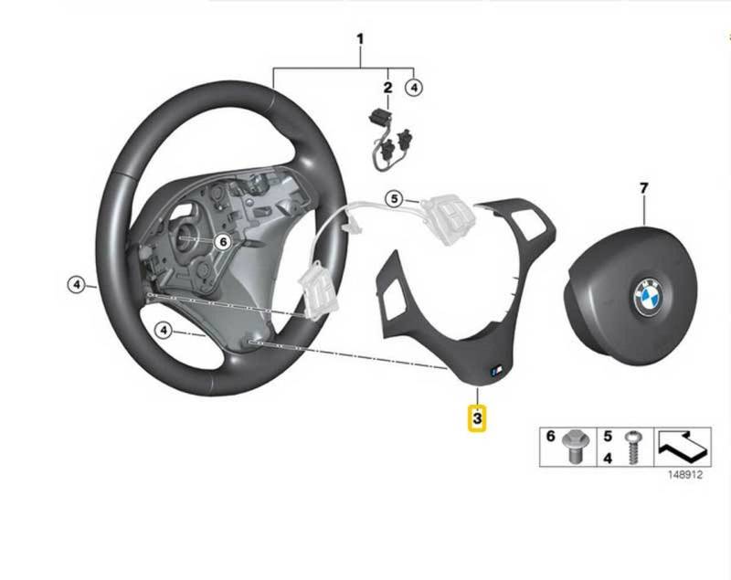 BMW Lenkradspange M Blende SCHWARZ 1er E82 3er E90 E92 E93 von BMW