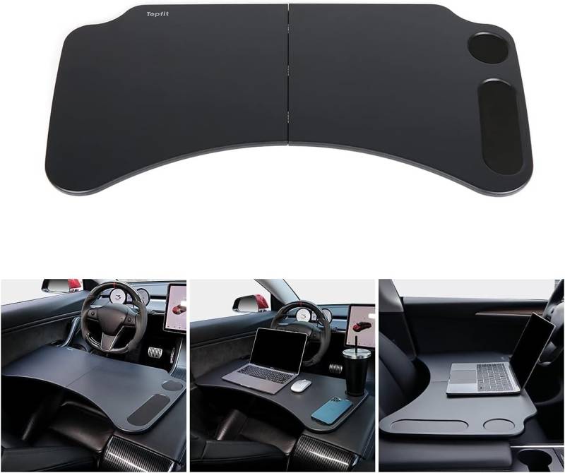 BMZX Lenkrad Schreibtisch Tragbare Auto Tisch Auto Esstisch Mit Getränkehalter Geeignet für Die Meisten Fahrzeuge Limousine SUV Pickup (Gilt auch für Tesla Model 3 Model Y Zubehör) von BMZX