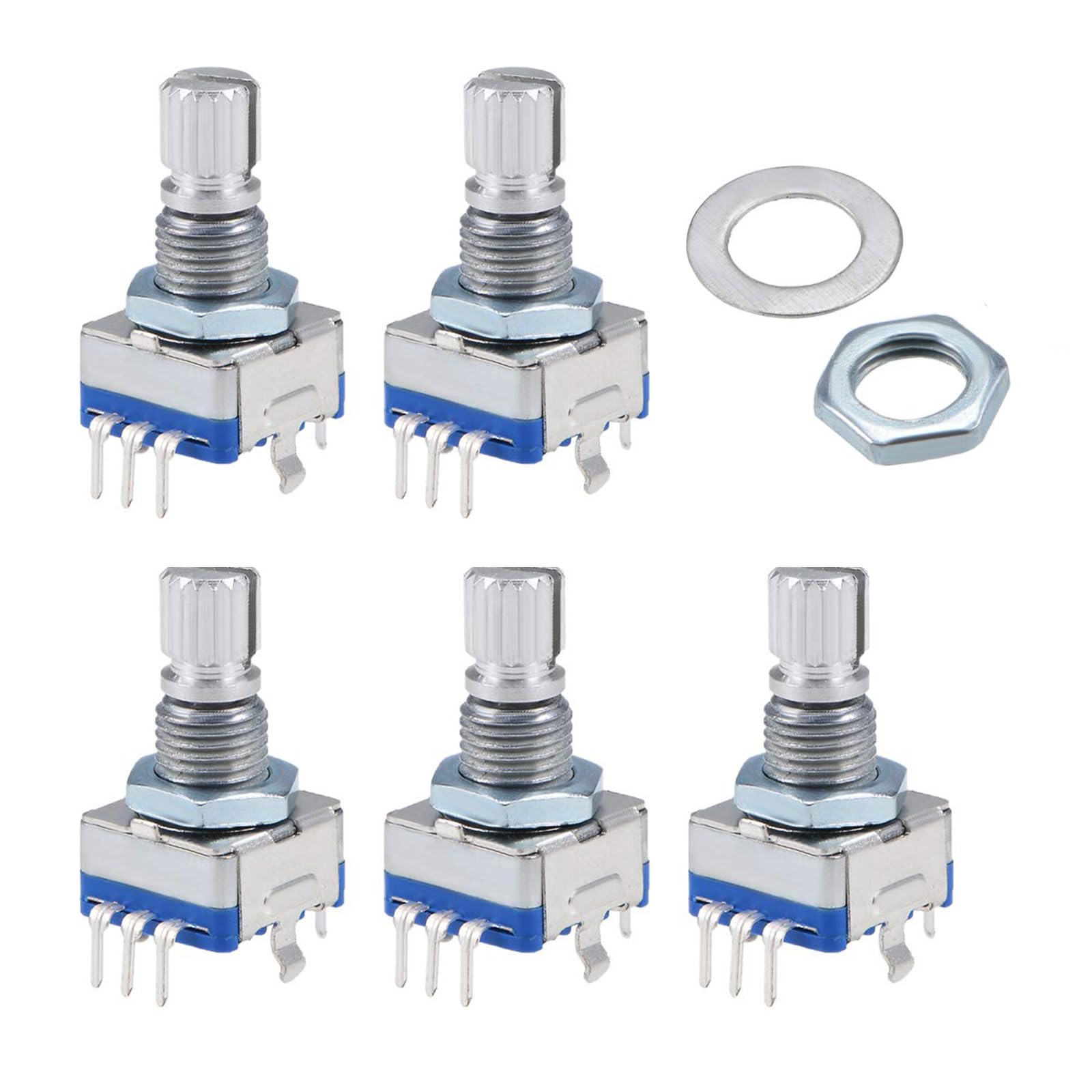 5 Stück 360 Grad Drehgeber Codeschalter EC11, Potentiometer EC11 Schalt-Encoder für Lautstärkeregelung oder Datenauswahl auf LED oder LCD Display, 7 Pins 15mm D-Schaft 5 Stück 360 Grad Drehgeber Codeschalter EC11, Potentiometer EC11 Schalt-Encoder für Lautstärkeregelung oder Datenauswahl auf LED oder LCD Display, 7 Pins 15mm D-Schaft von BNOYONERAS