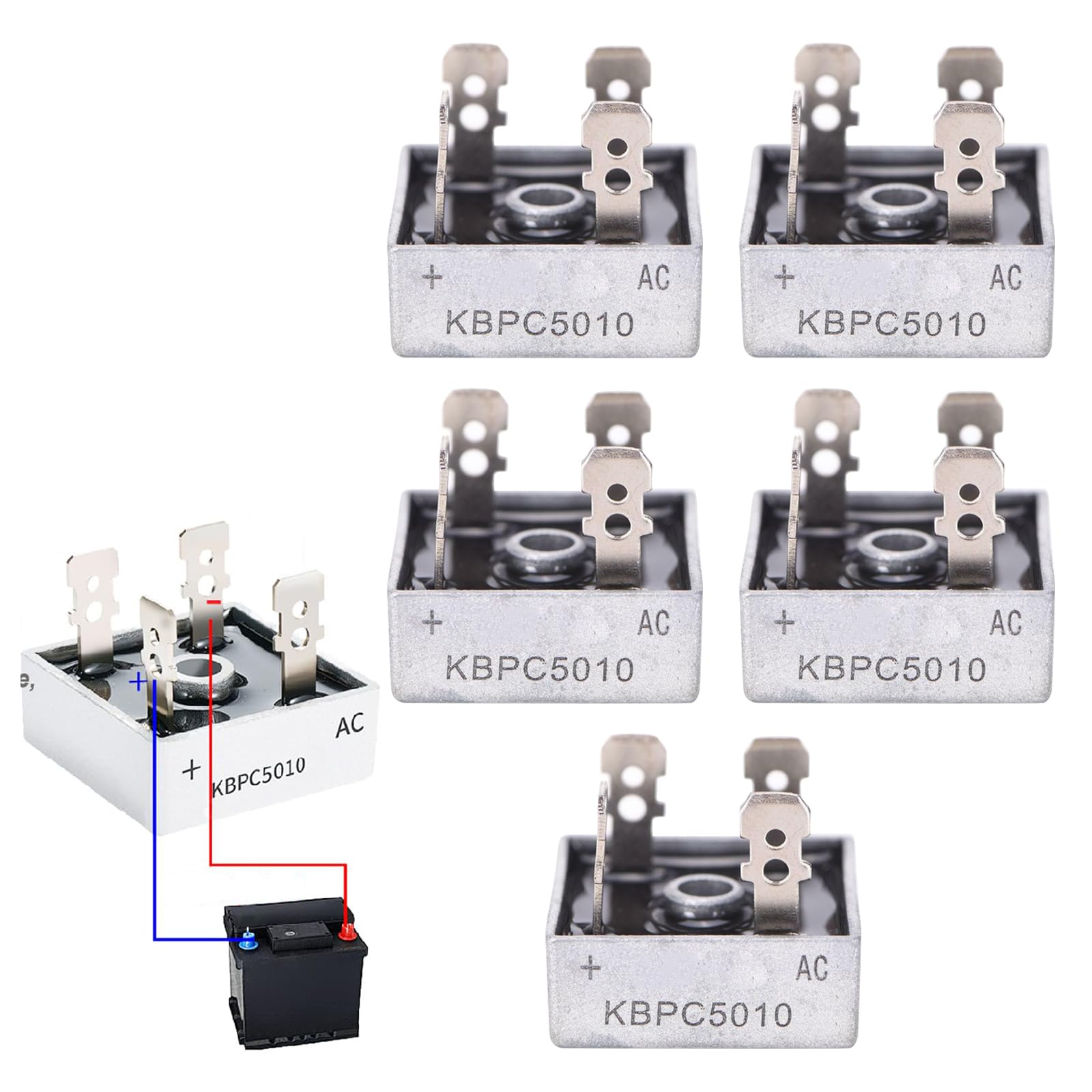 5 Stück KBPC5010 Brückengleichrichter Diode 50A 1000V Einphasige Diodenbrückengleichrichter Brückengleichrichterdiode Set Einphasen Vollwellen Metallgehäuse 4 Pin Durchgangsloch 5 Stück KBPC5010 Brückengleichrichter Diode 50A 1000V Einphasige Diodenbrückengleichrichter Brückengleichrichterdiode Set Einphasen Vollwellen Metallgehäuse 4 Pin Durchgangsloch von BNOYONERAS