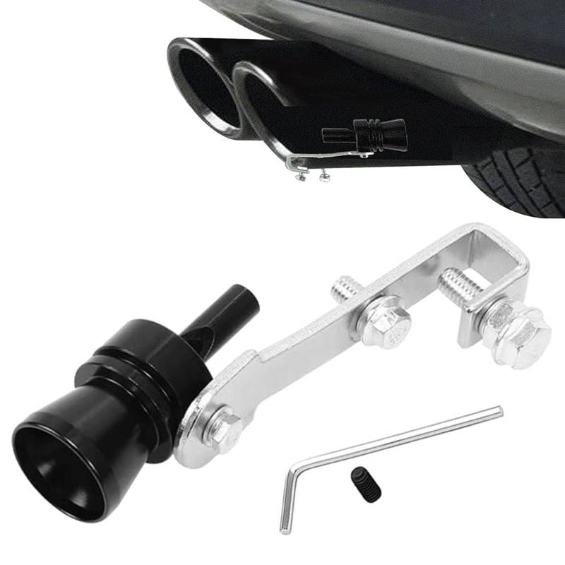 Turbo Sound Whistle, Auspuff Sound Booster, Aluminiumlegierung Auto Turbo Sound, Sound Auspuff Whistle, Soundgenerator Auto, Turbo Sound Simulator Pfeife für Alle Fahrzeuge Modelle, Schwarz, M von BNOYONERAS