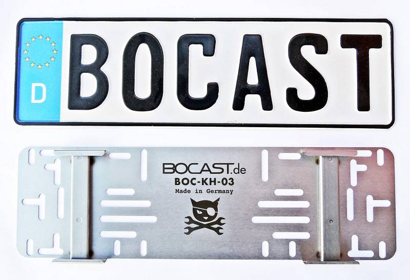 kurzer Kennzeichen Schnellwechselhalter PKW aus Edelstahl 380mm bis 480mm BOCAST von BOCAST