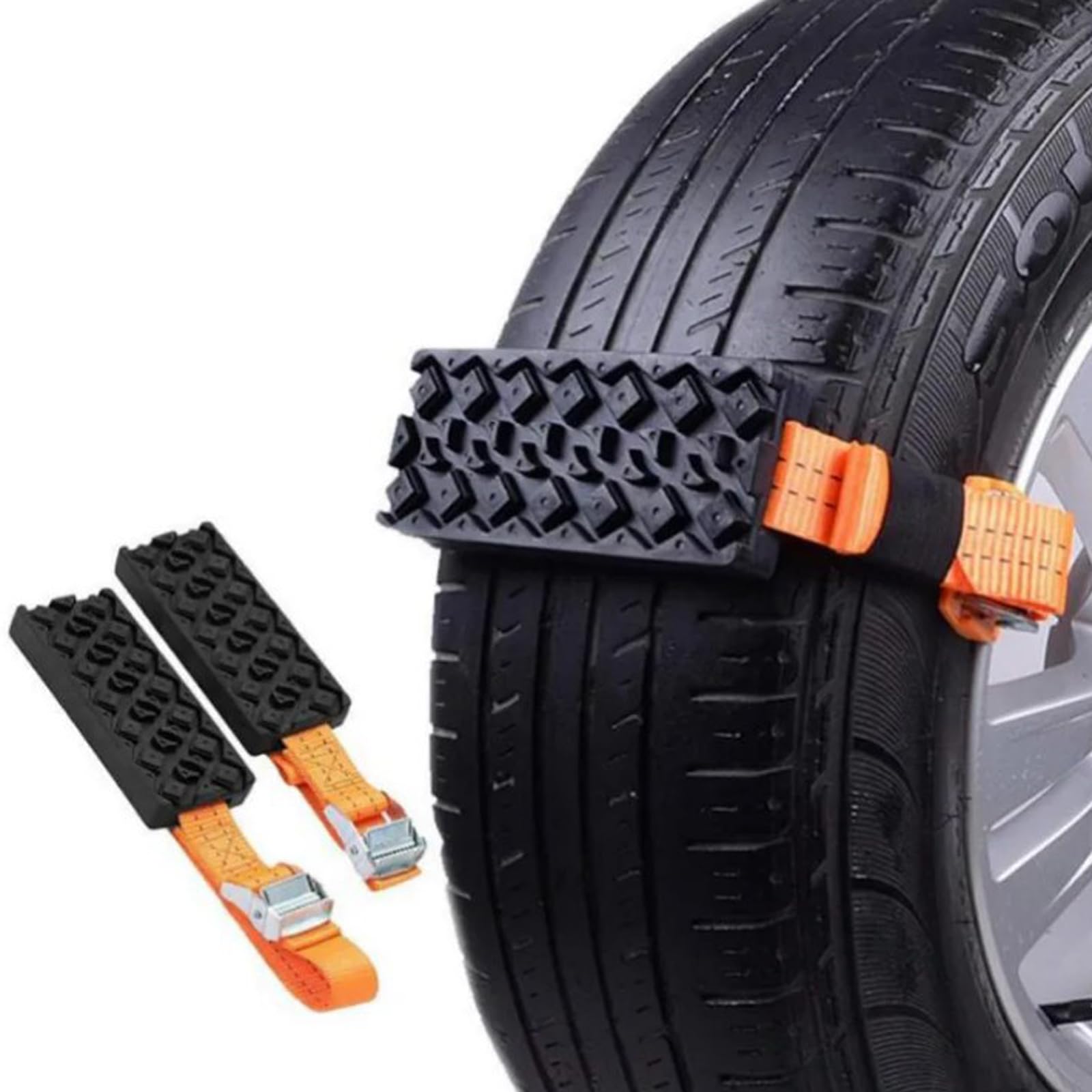 Rad-Reifenkette, 2 Stück Anfahrhilfe Wohnmobil Reifen-Traktionshilfe Gripmatte Verstellbare Anfahrhilfe Sandbleche Offroad für Geländewagen Wohnmobil für Universal für alle Reifenarten von BODYGAD