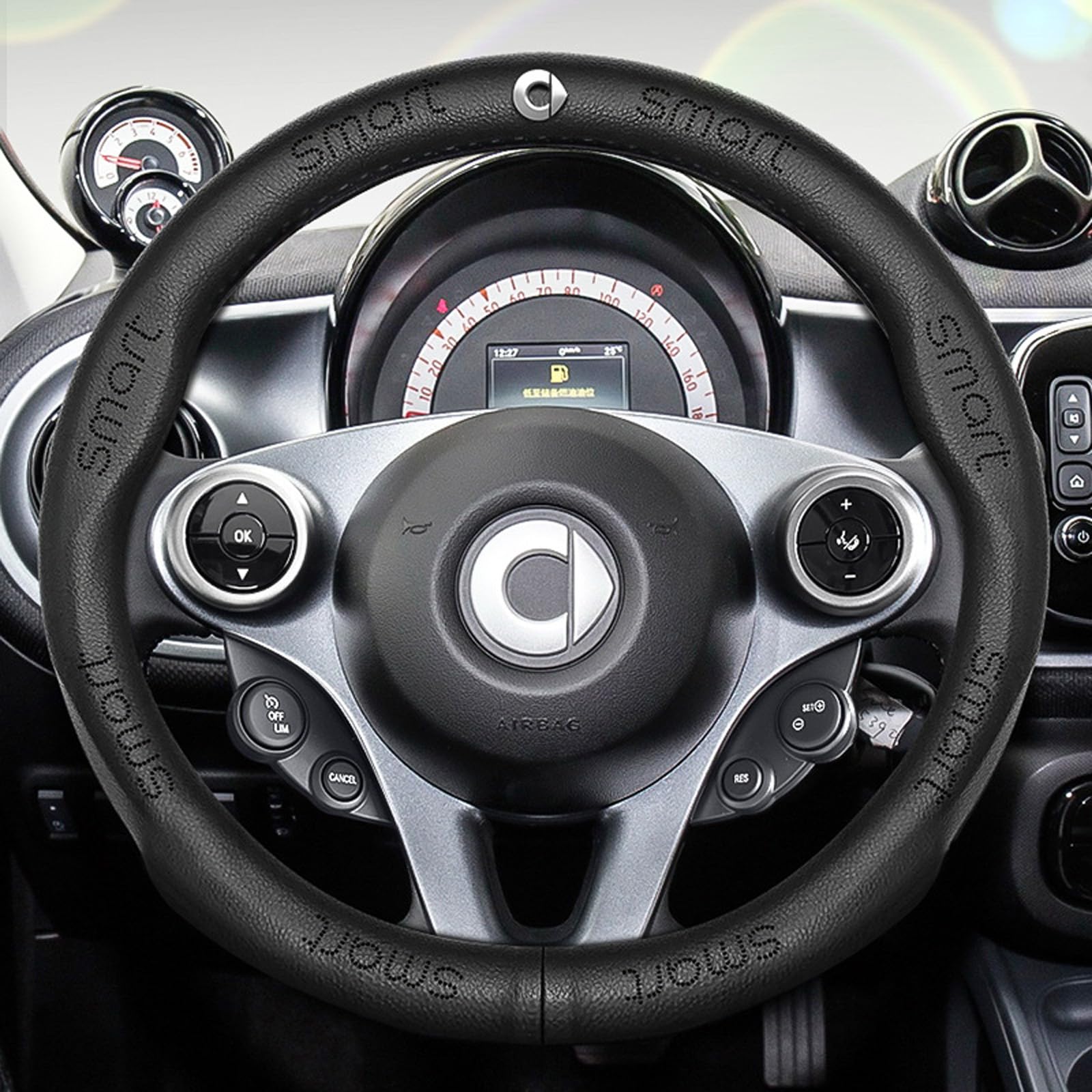Lenkradbezug für Benz Smart 450 451 453 Fortwo Forfour - Schwarz Anti-Rutsch Atmungsaktiv Mikrofaser-Leder Lenkradabdeckung Lenkradschutz Auto Zubehör Innenraum von BODYGAD