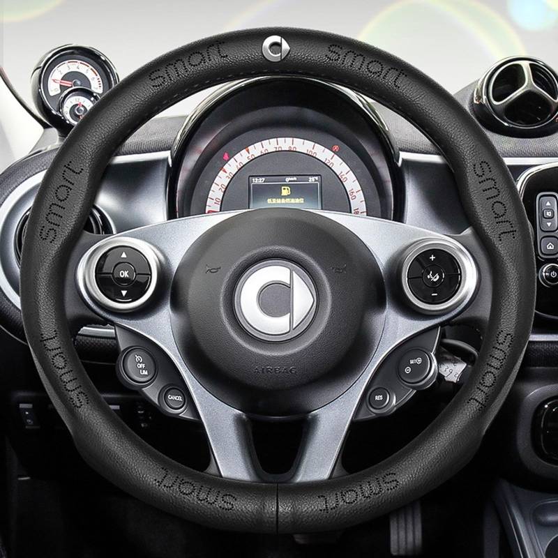 Lenkradbezug für Benz Smart 450 451 453 Fortwo Forfour - Schwarz Anti-Rutsch Atmungsaktiv Mikrofaser-Leder Lenkradabdeckung Lenkradschutz Auto Zubehör Innenraum von BODYGAD