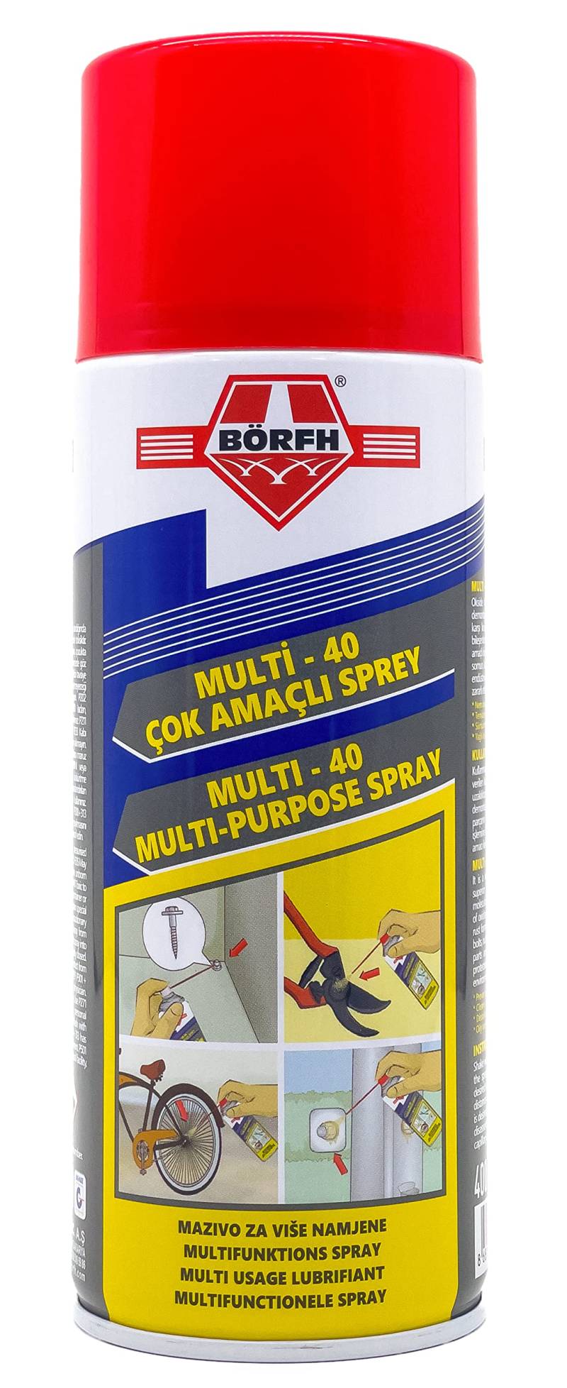 BÖRFH Multifunkitons-Spray - schmieren und schützen, Hochleistungs-Mehrzweck-Schmierstoffspray, Reduziert die Reibung und minimiert den Verschleiß (1 x 400 ML) von BÖRFH