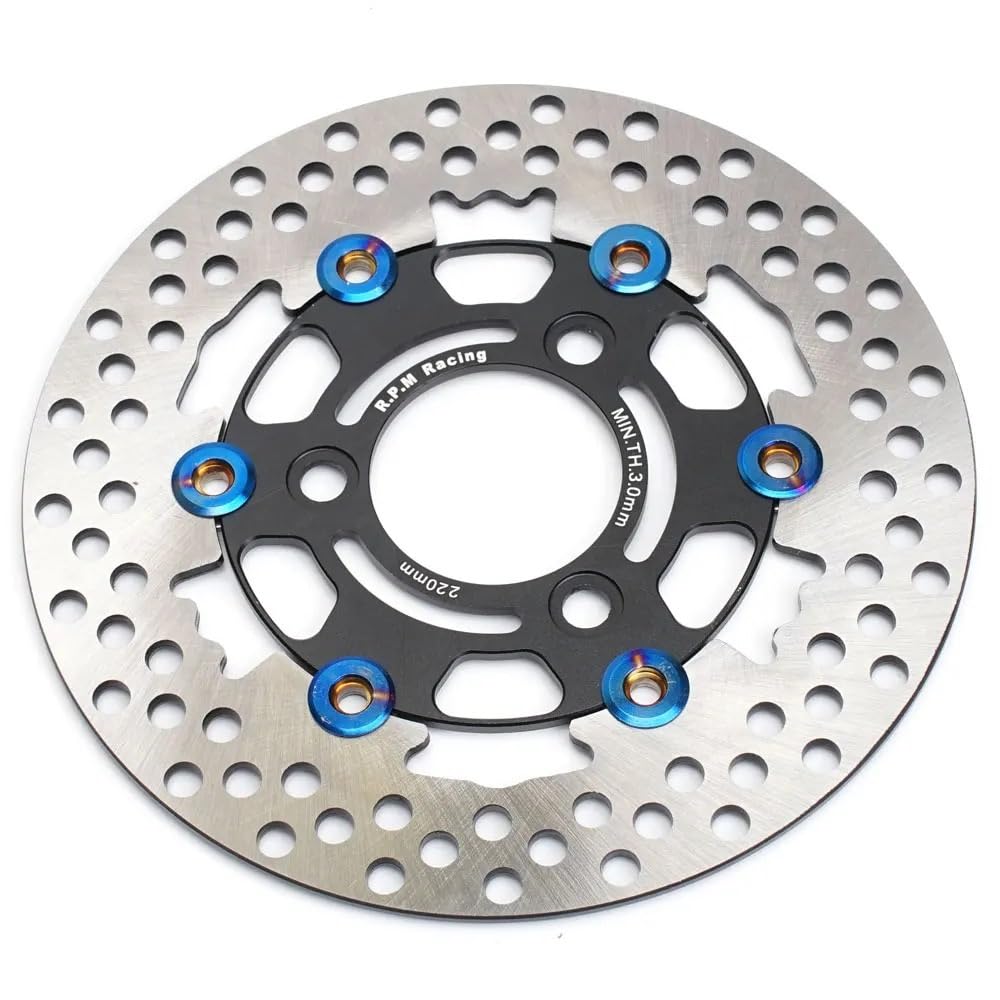 BOEYDSE88 Motorrad-Bremsscheibe Für RPM Scheibenbremse Motorrad 220mm Schwimmende Bremsscheibe Bremssattel Universal 3 Loch Vorne Hinten Rad Roller(Black) von BOEYDSE88