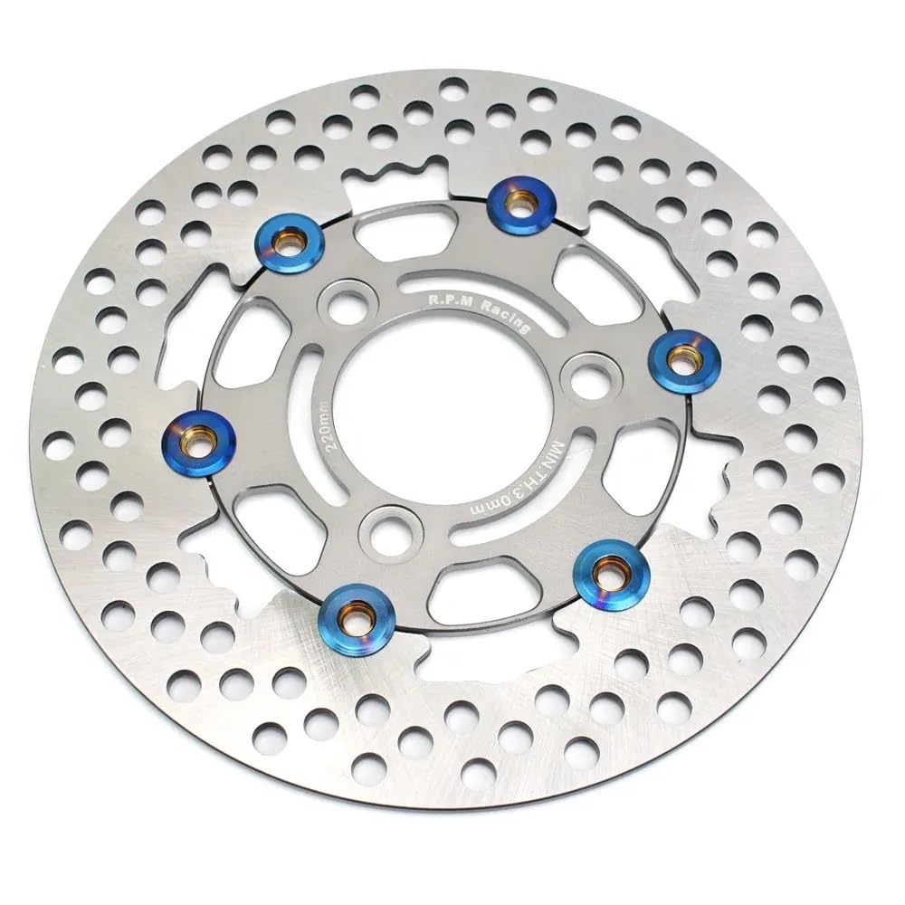 BOEYDSE88 Motorrad-Bremsscheibe Für RPM Scheibenbremse Motorrad 220mm Schwimmende Bremsscheibe Bremssattel Universal 3 Loch Vorne Hinten Rad Roller(Gray) von BOEYDSE88