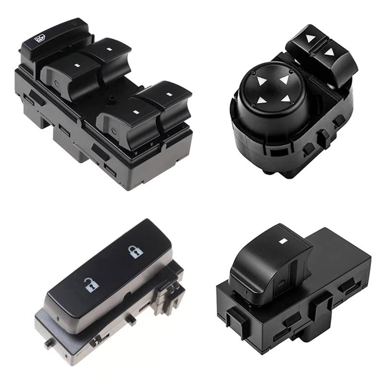 Auto Fensterheber Schalter Für Chevy für Silverado 2500HD 3500HD Vorne Links Rechts Power Fensterheber Taste Türschloss Spiegel Control Schalter(4pcs) von BOHHO
