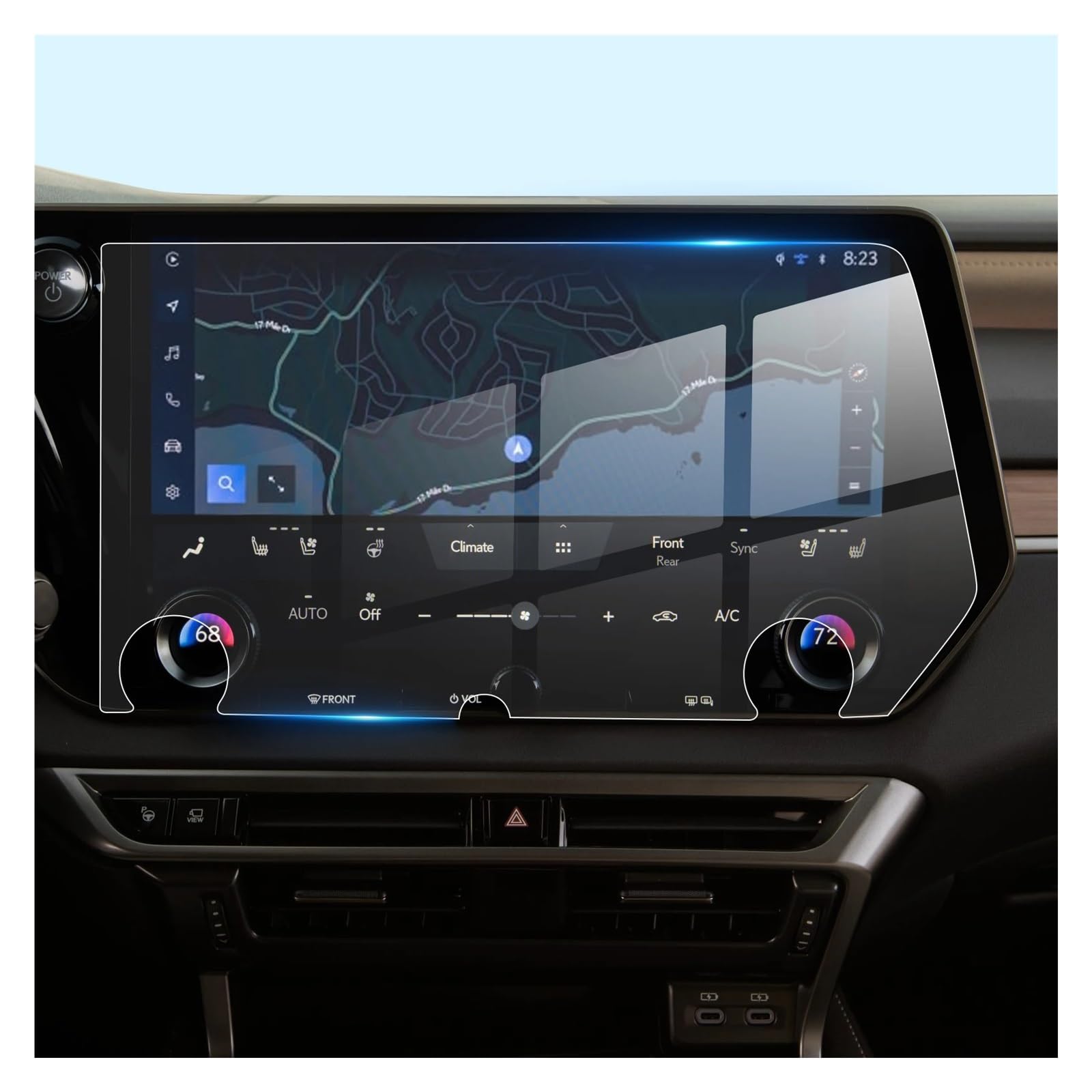 Glas Schutzfolie Navigation Für Lexus RX 350 350H 450H + 500H 2023 2024 Auto Multimedia Display Screen Protector Auto Innen zubehör(Linkslenker) von BOHHO