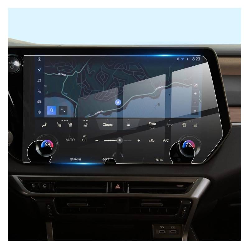 Glas Schutzfolie Navigation Für Lexus RX 350 350H 450H + 500H 2023 2024 Auto Multimedia Display Screen Protector Auto Innen zubehör(Linkslenker) von BOHHO