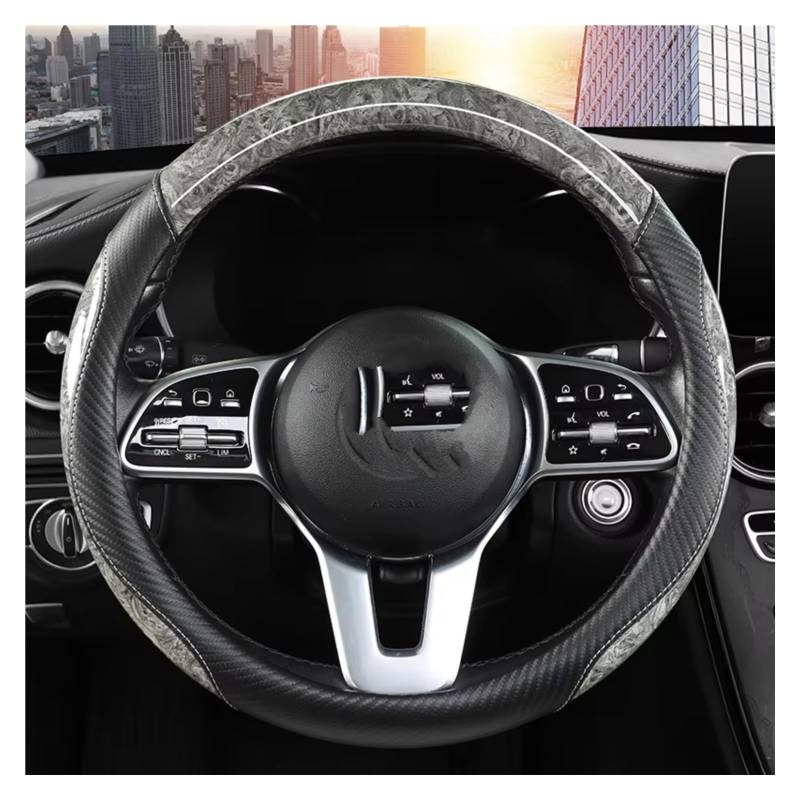 Lenkradschutz 2023 Sense Simple Peach Wood Grain Auto-Lenkradabdeckung rutschfeste Vier-Jahreszeiten-Griffabdeckung Lenkradschoner(Gray) von BOHHO