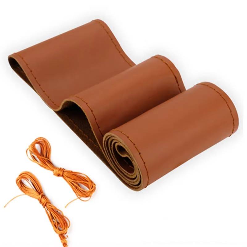 Lenkradschutz 38 cm 15 Zoll Auto-Lenkrad-Geflechtabdeckung Kunstleder Nadeln Und Faden Weiche, rutschfeste Auto-Innenausstattungs-Kits Lenkradschoner(A-Brown) von BOHHO