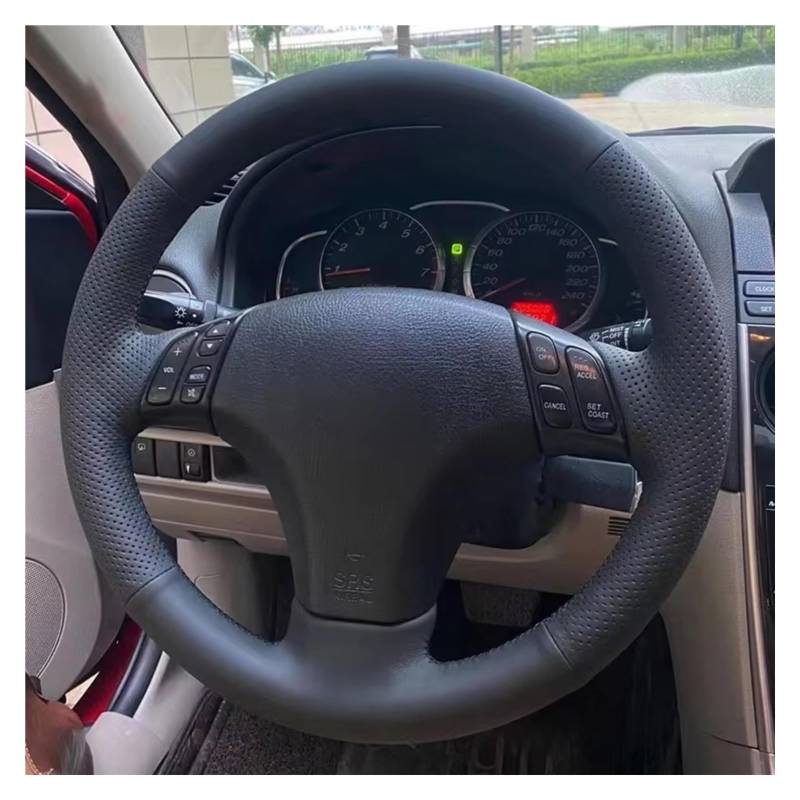 Lenkradschutz Alt Für Mazda 3 5 6 2003-2009 Auto-Innenausstattung Auto-Lenkradabdeckung Anti-Rutsch-Handnähen Kunstleder Lenkradschoner(Black Thread) von BOHHO