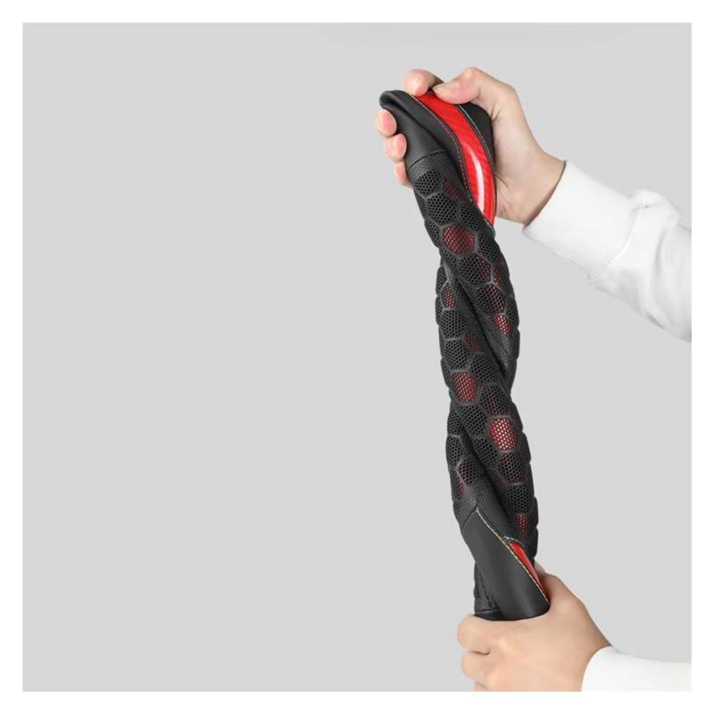 Lenkradschutz Auto-Lenkradbezug Toller Griff Mit 3D-Waben-Anti-Rutsch-Design Universell 14,5-15 Zoll Lenkradschoner(Black D Shape) von BOHHO