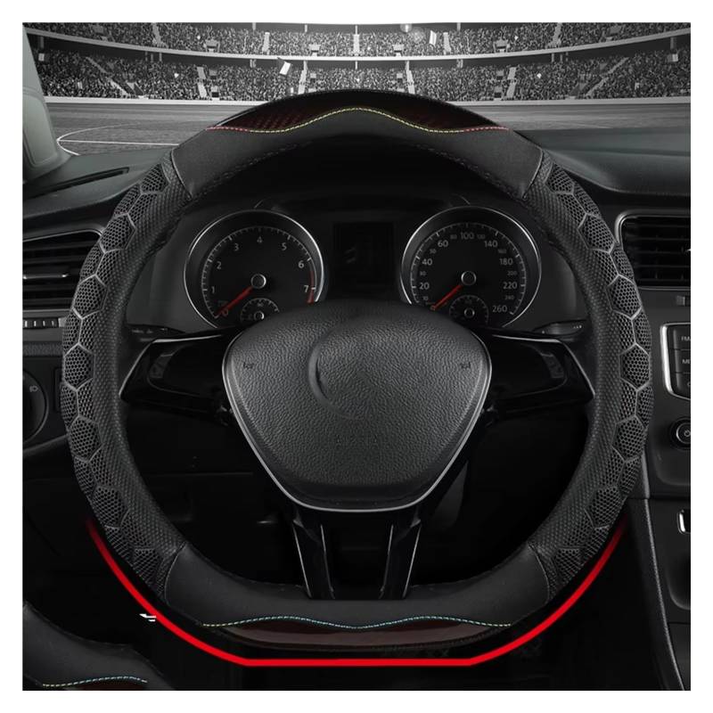 Lenkradschutz Auto-Lenkradbezug Toller Griff Mit 3D-Waben-Anti-Rutsch-Design Universell 14,5-15 Zoll Lenkradschoner(Brown D Shape) von BOHHO
