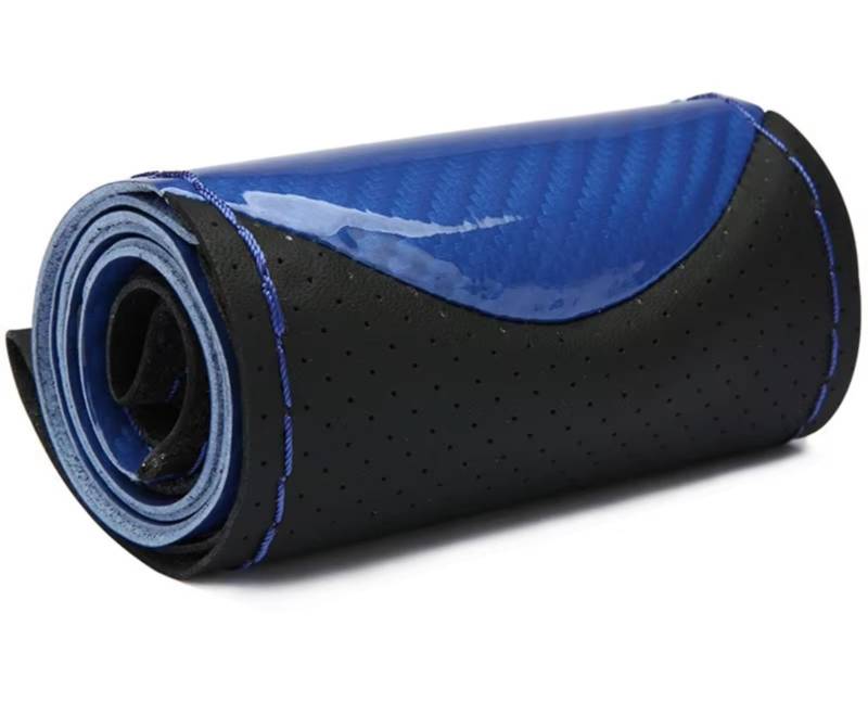 Lenkradschutz DIY 38cm Lenkradbezüge Weiches Ledergeflecht Auf Dem Lenkrad des Autos Mit Nadel Und Faden Innenausstattung Lenkradschoner(Blue Thread) von BOHHO