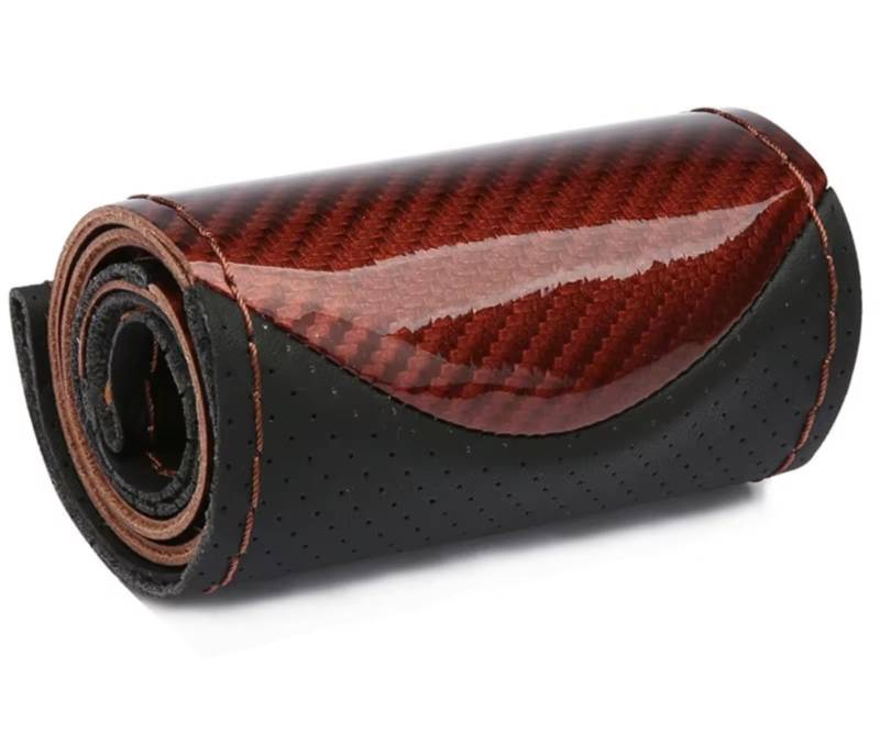 Lenkradschutz DIY 38cm Lenkradbezüge Weiches Ledergeflecht Auf Dem Lenkrad des Autos Mit Nadel Und Faden Innenausstattung Lenkradschoner(Brown Thread) von BOHHO