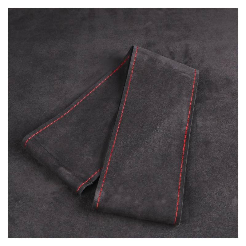 Lenkradschutz DIY Hand Nähen Auto Lenkrad Abdeckung Universal 38cm Wildleder Auto Lenkrad Geflecht Langlebig Auto Zubehör Lenkradschoner(Red line) von BOHHO