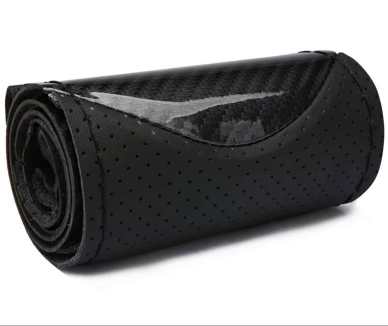 Lenkradschutz DIY-Lenkradabdeckung Aus Weichem Carbon + Faserledergeflecht Auf Dem Lenkrad des Autos Mit Nadel Und Faden Lenkradschoner(Orange Thread) von BOHHO
