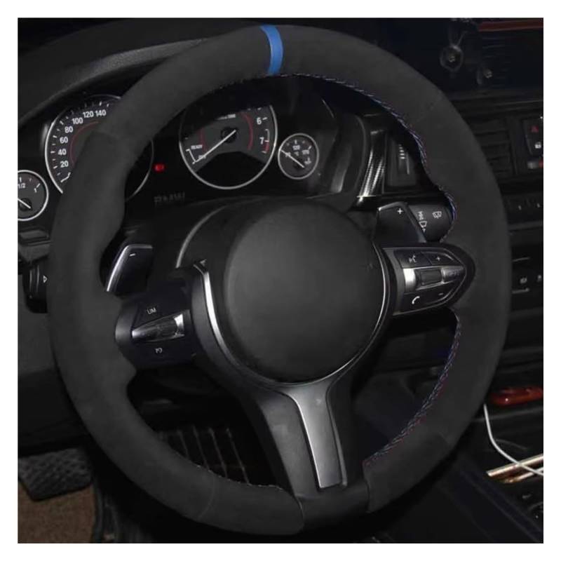 Lenkradschutz Für (Sport) 1er F20 F21 M135i M140i M235i M240i X1 F48 X2 F39 X3 F25 Auto-Lenkradabdeckung DIY Weiches Schwarzes Wildleder Lenkradschoner(Black Thread) von BOHHO