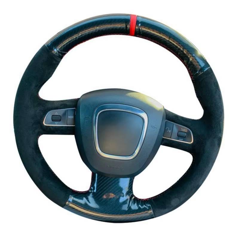 Lenkradschutz Für A3 (8P) A4 (B8) A5 A8 A8 L Q7 RS 4 S4 S5 S6 Auto-Lenkradabdeckung rutschfest Schwarzes Wildleder Kohlefaser Lenkradschoner(Orange Thread) von BOHHO