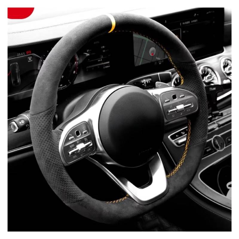 Lenkradschutz Für Benz W177 V177 W247 W205 C118 C257 W213 Für EQA H243 2018-2021 Auto-Lenkrad-Geflechtabdeckung Handnähen Wildleder Lenkradschoner(Gray Thread) von BOHHO