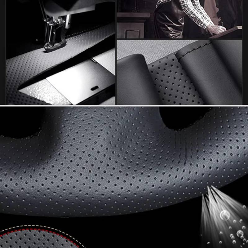Lenkradschutz Für Buick Für Excelle 2006-2015 Hand Nähen Braid Auto Lenkrad Abdeckung Nappe Leder Lenkradschoner(Gray Thread) von BOHHO