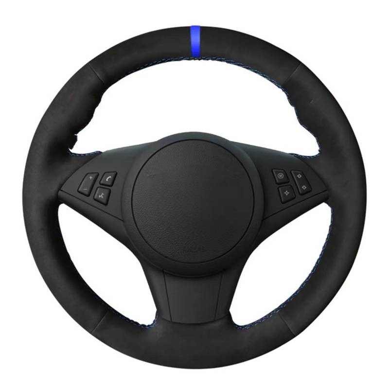 Lenkradschutz Für E60 E63 E64 Cabrio M6 2005 2006 2007 2008 2009 2010 Auto Lenkradbezug Schwarzes Leder Wildleder Lenkradschoner(Red Thread) von BOHHO