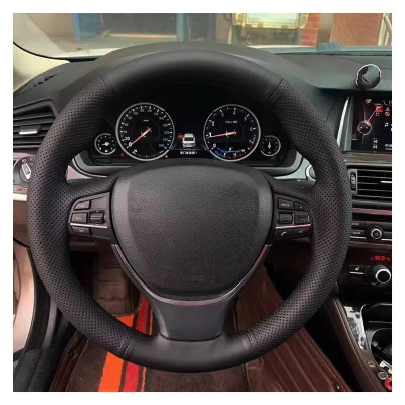 Lenkradschutz Für F10 520i 528i 730Li 740Li 750Li Lenkradbezug Wrap Zubehör Auto Lenkradbezug Braid Kunstleder Lenkradschoner(Brown Thread) von BOHHO