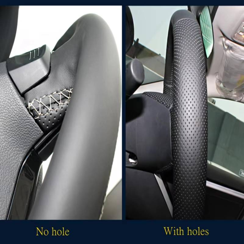 Lenkradschutz Für F10 520i 528i 730Li 740Li 750Li Lenkradbezug Wrap Zubehör Auto Lenkradbezug Geflecht Aus Echtem Leder Lenkradschoner(Brown Thread) von BOHHO