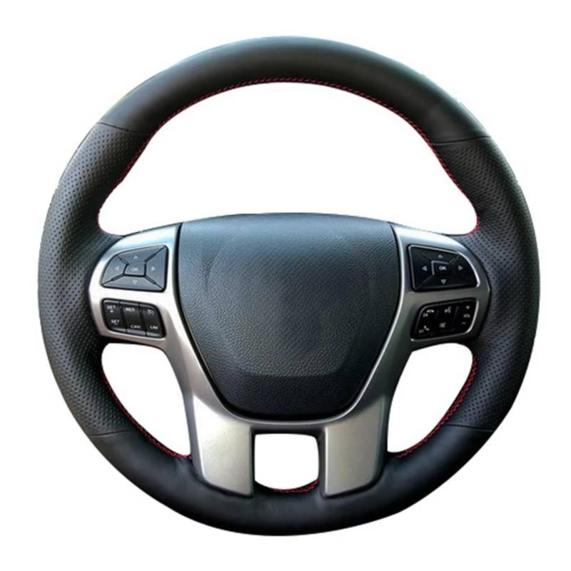 Lenkradschutz Für Ford Für Ranger 2016 2017 2018 2019 Für Everest 2016 2017 2018 2019 DIY Autoabdeckung Anti-Rutsch Schwarzes Kunstleder Lenkradschoner(Yellow Thread) von BOHHO
