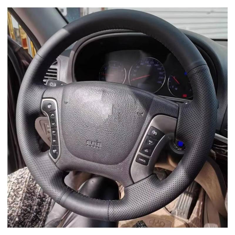Lenkradschutz Für Hyundai Für Santa Fe 2006-2012 Lenkradbezug Wrap Autozubehör Auto Lenkradbezug Geflecht Kunstleder Lenkradschoner(3 Colors Thread) von BOHHO