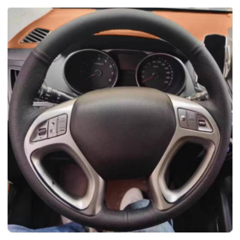 Lenkradschutz Für Hyundai Ix35 Für Tucson 2011-2015 Automotor Zubehör Schwarz Auto Lenkrad Abdeckung DIY Mikrofaser Leder Lenkradschoner(Beige Threa) von BOHHO