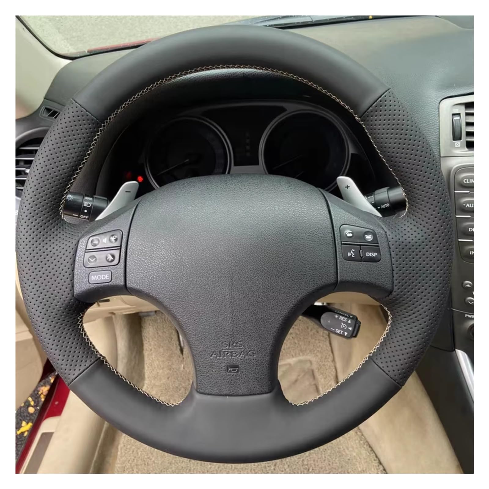 Lenkradschutz Für Lexus is IS250 IS250C IS300 IS300C IS350 IS350C F Sport Mikrofaser Leder Auto Lenkrad Abdeckung Innenräume Lenkradschoner(Pink Thread) von BOHHO