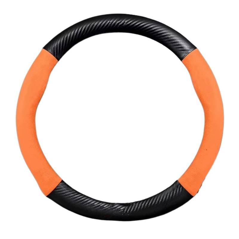 Lenkradschutz Für Mazda 3 5 6 Für SKYACTIV Für Axela Für Atenza CX30 CX5 CX8 CX9 MX5 RX8 RX7 BT50 Carbonfaser-Wildleder-Auto-Lenkradabdeckung Lenkradschoner(Orange) von BOHHO