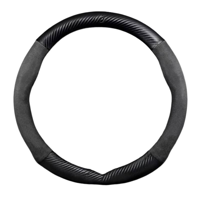 Lenkradschutz Für Mazda 3 5 6 Für SKYACTIV Für Axela Für Atenza CX30 CX5 CX8 CX9 MX5 RX8 RX7 BT50 Carbonfaser-Wildleder-Auto-Lenkradabdeckung Lenkradschoner(Schwarz) von BOHHO