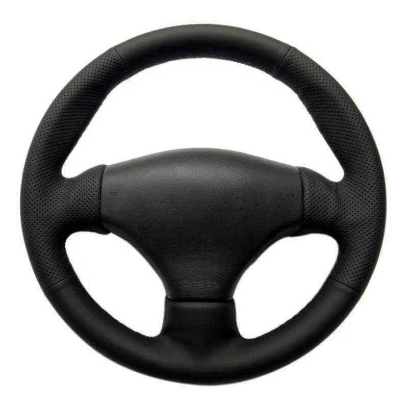Lenkradschutz Für Peugeot 206 1998-2005 206 SW 2003-2005 206 CC 2004 2005 Autolenkradabdeckung Schwarzes Kunstleder DIY Handgenäht Lenkradschoner(Blue Thread) von BOHHO