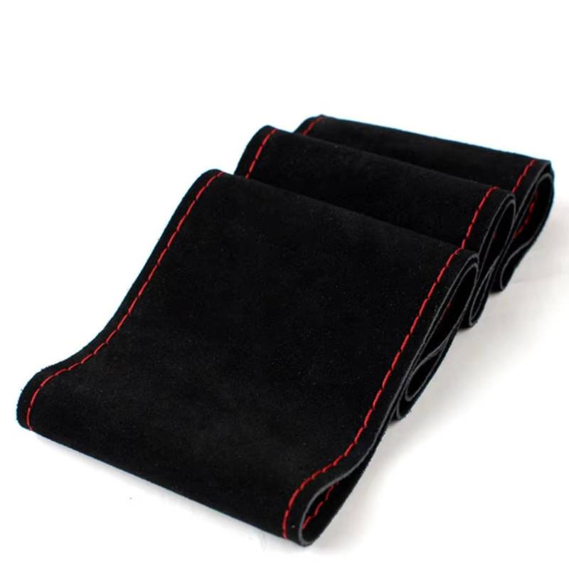 Lenkradschutz Für Skoda Wildleder Material Auto Lenkrad Abdeckung Größe 36cm/38cm/40cm Lenkradschoner(40cmBlack red line) von BOHHO