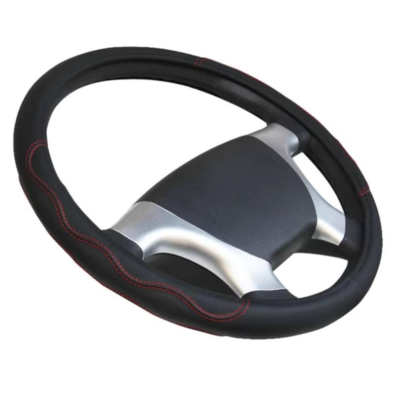 Lenkradschutz Große Bus-LKW-Lenkradabdeckung Leder Embroid Auto-Lenkradabdeckung Innenzubehör 42/45/47/50CM Lenkradschoner(45cm red) von BOHHO