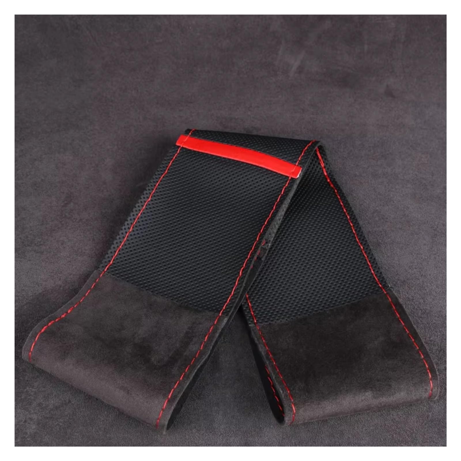 Lenkradschutz Künstliche Leder Auto Lenkrad Abdeckung Universal 37-38cm Hand Nähen Flecht Abdeckung Lenkrad Mit Nadel Faden Lenkradschoner(Red Thread) von BOHHO
