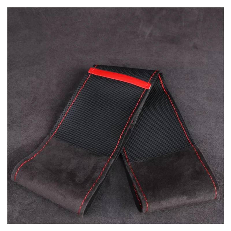 Lenkradschutz Künstliche Leder Auto Lenkrad Abdeckung Universal 37-38cm Hand Nähen Flecht Abdeckung Lenkrad Mit Nadel Faden Lenkradschoner(Red Thread) von BOHHO