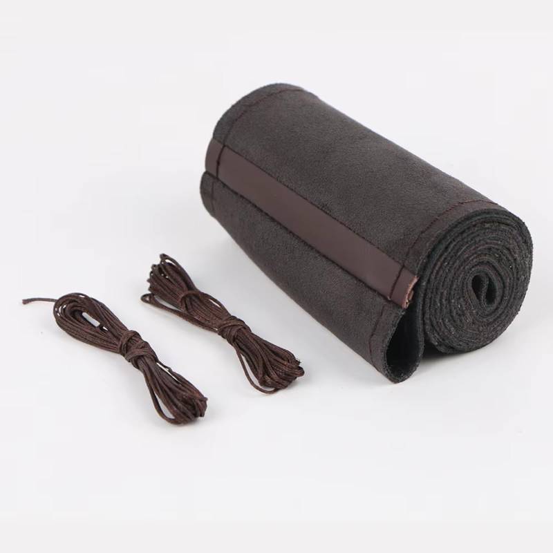 Lenkradschutz Lenkrad Hand Nähen Auto Lenkung Wrap Wildleder Auto Lenkrad Abdeckung Universal 38cm Leder Geflecht Lenkradschoner(Brown) von BOHHO
