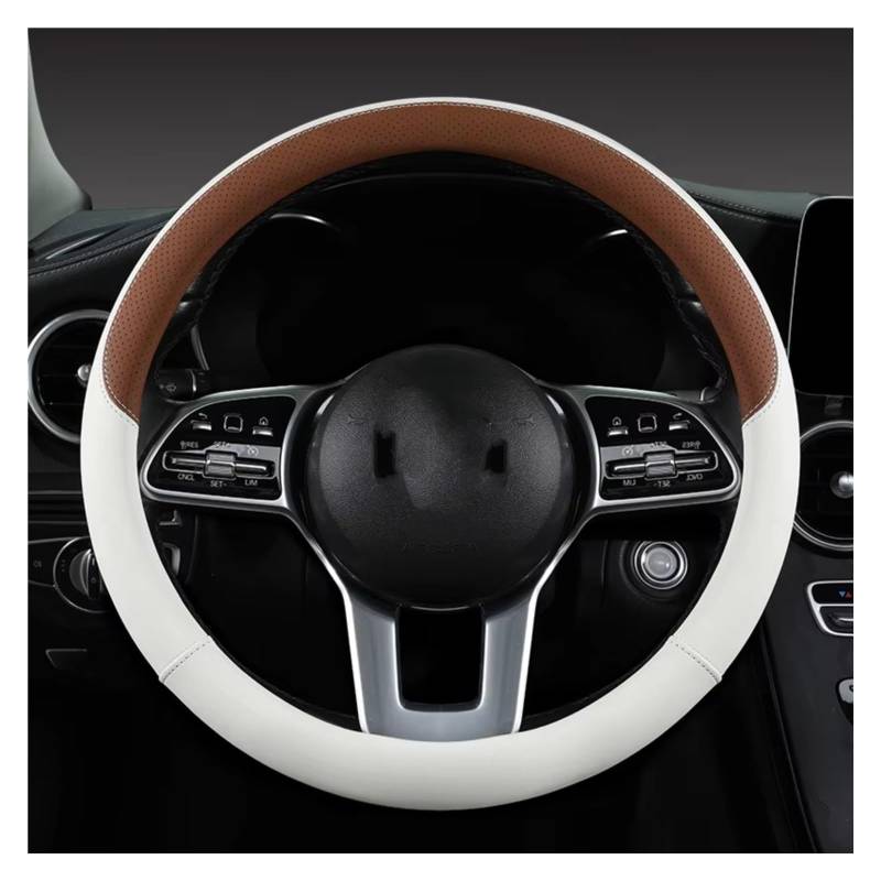 Lenkradschutz Lenkradbezug Aus Perforiertem Leder Fürs Auto Warm Im Winter Und Kühl Im Sommer Universell 15 Zoll rutschfest Geruchlos Lenkradschoner(Brown) von BOHHO