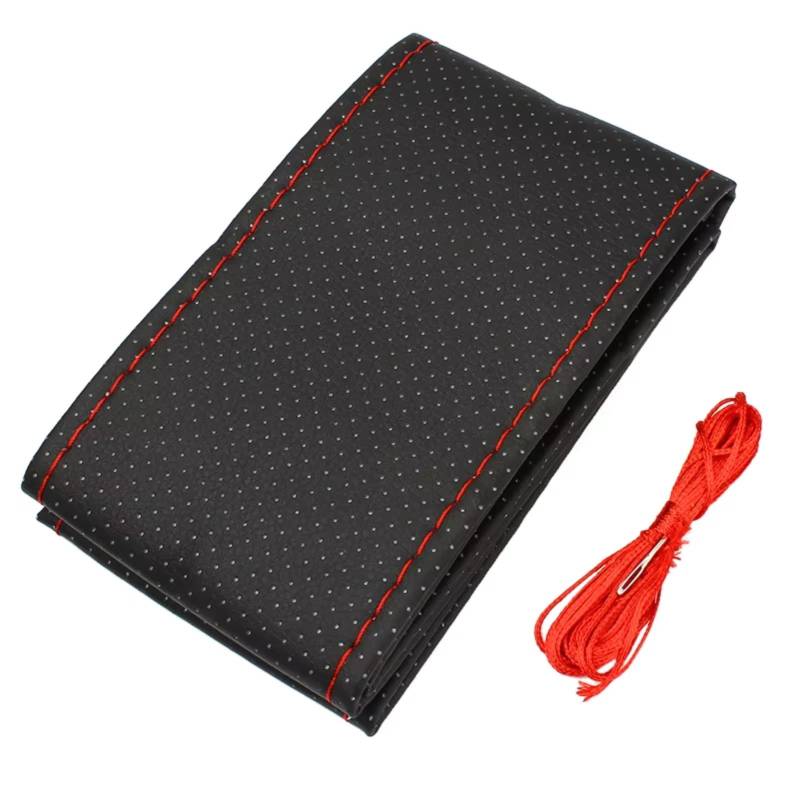 Lenkradschutz Mit Nadeln Faden Auto Lenkrad Abdeckung DIY Leder Dekoration Innen Caravan Anhänger LKW Off Road 4x4 Auto Zubehör Lenkradschoner(Red Thread) von BOHHO