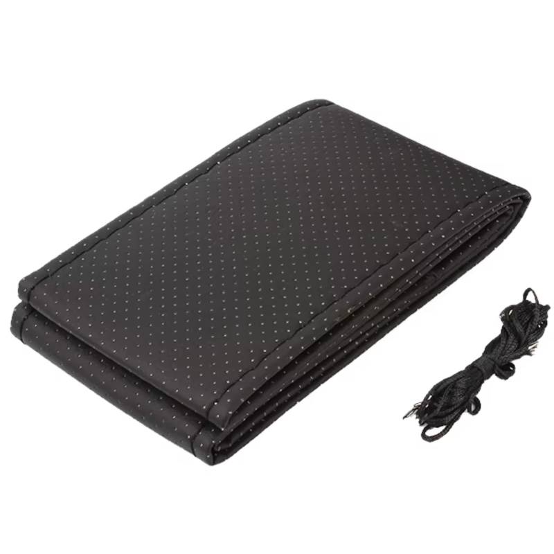 Lenkradschutz Mit Nadeln Faden Auto Lenkrad Abdeckung DIY Leder Dekoration Innen Caravan Anhänger LKW Off Road 4x4 Auto Zubehör Lenkradschoner(Schwarz) von BOHHO
